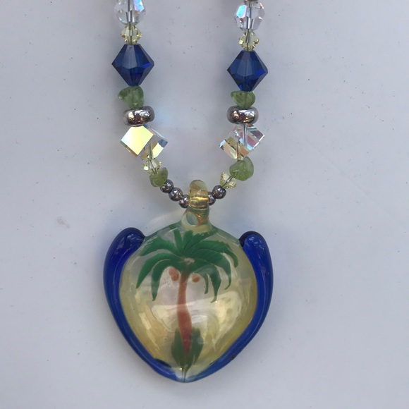 Handmade Lampwork Glass/Sterling/Crystal Necklace - Picture 6 of 8